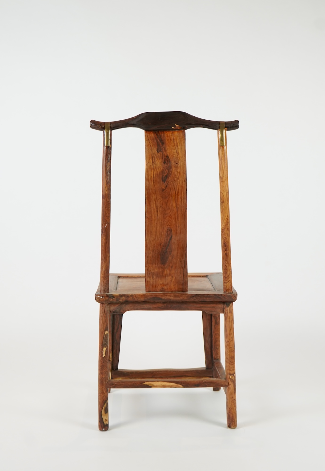 A Chinese huanghuali yoke-back side chair, denguayi, Qing dynasty
